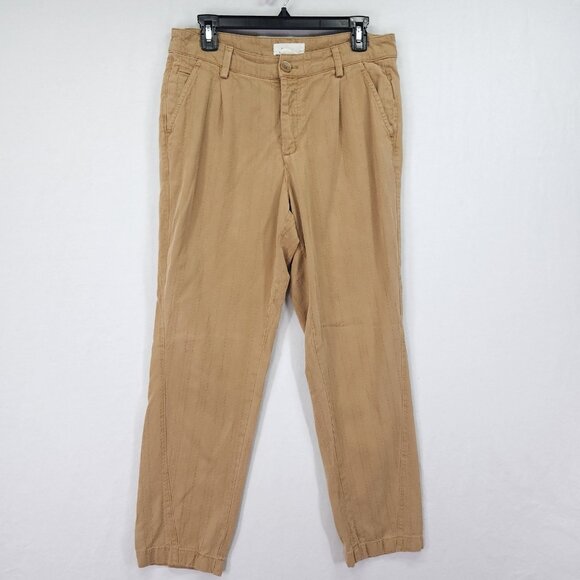 By Anthropologie Pleated Straight Pants Size 28 Textured Trousers High Rise - Picture 1 of 14